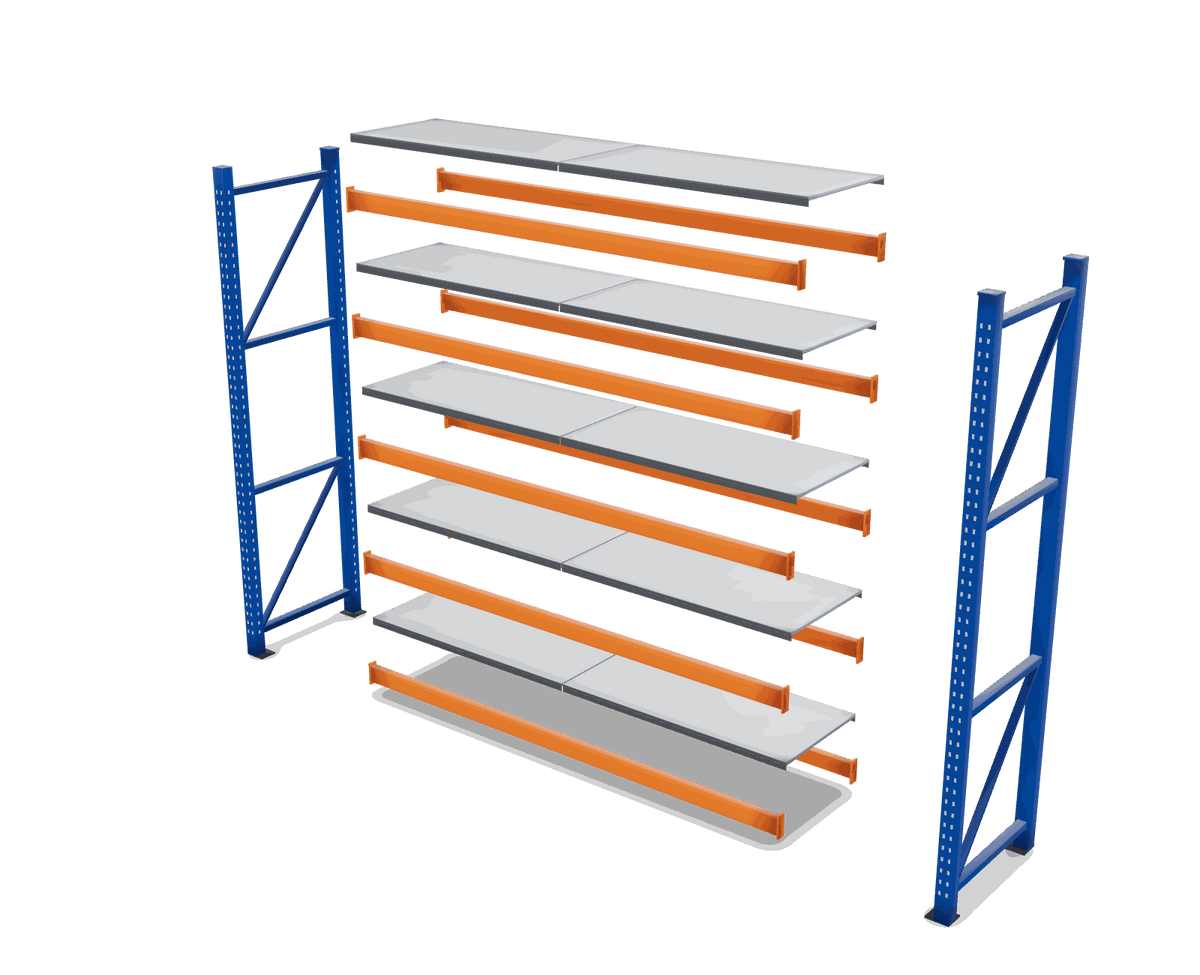 Estantería Reforzada 500 kg 200 × 200 × 60 cm · 5 estantes con sus piezas separadas