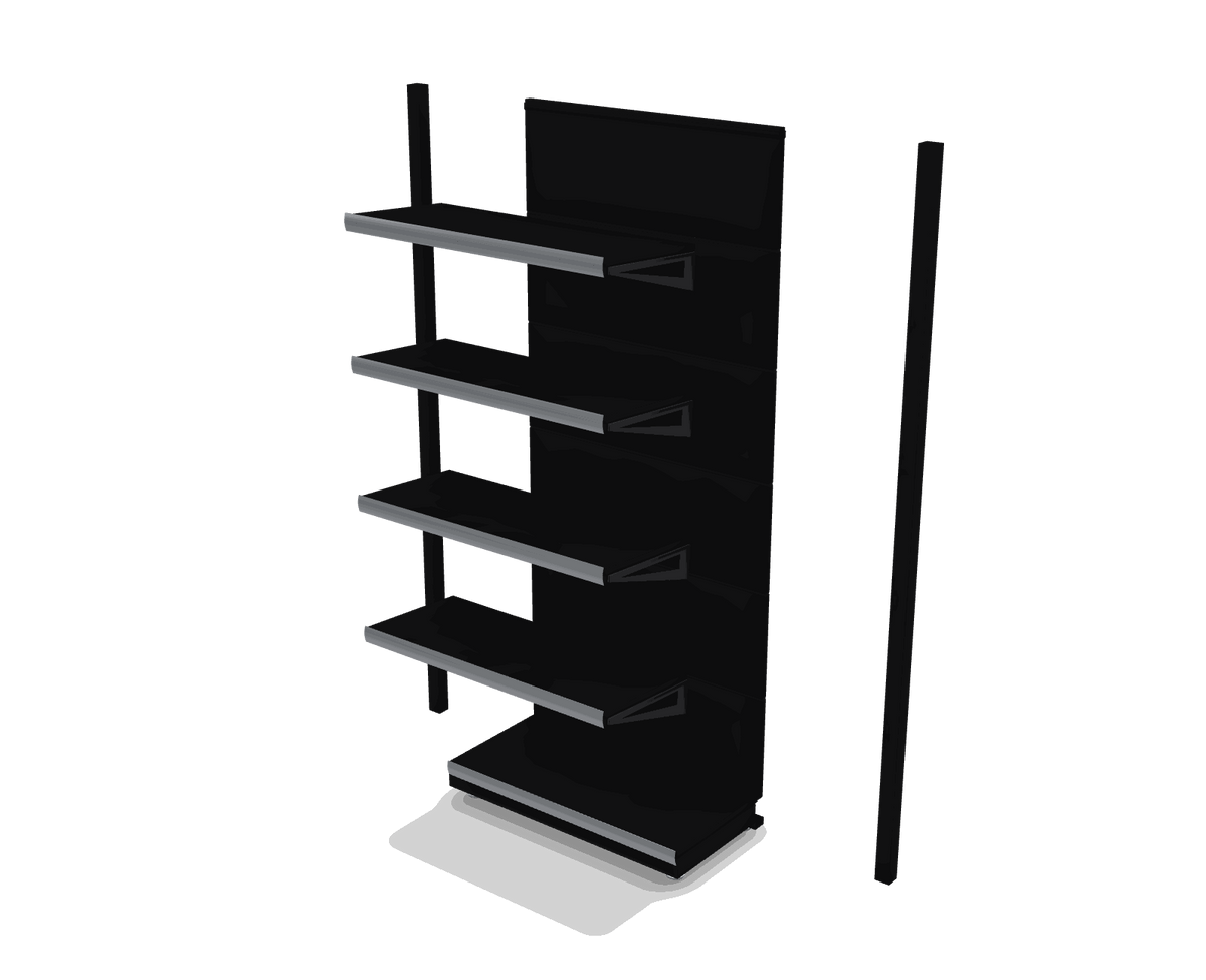 Góndola de pared 90 × 195 × 42 cm · 5 niveles con sus piezas separadas